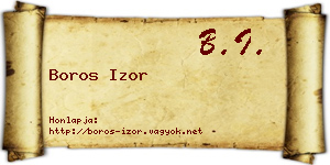Boros Izor névjegykártya